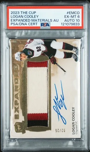 The Cup Expanded Materials Rookie Patch Autograph /25 Logan Cooley POP 1 front