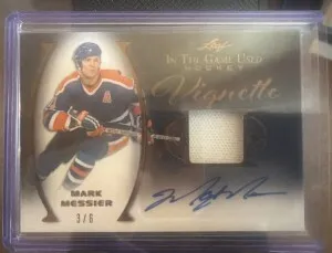 2023 Leaf Mark Messier Auto Game Used Patch front