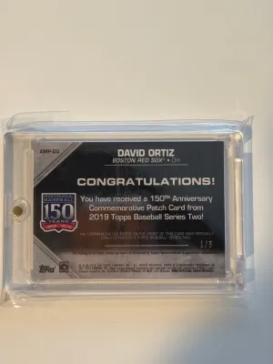 2019 David Ortiz Topps Commemorative Patch 1/5 Auto back