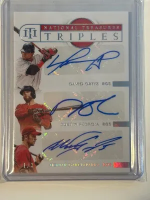 2021 NT Triples #1/3 David Ortiz, Dustin Pedroia, Nomar Garciaparra Auto front