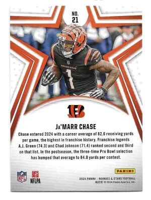 2024 Rookies & Stars Longevity #21 Ja'Marr Chase - Cincinnati Bengals back