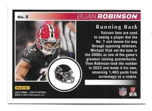 2024 Zenith Two Minute Drill #5 Bijan Robinson - Atlanta Falcons back