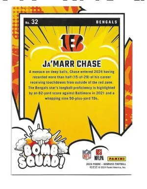 2024 Donruss Bomb Squad #32 Ja'Marr Chase - Cincinnati Bengals back