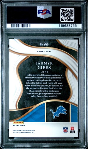 2023 Panini Select Jahmyr Gibbs Silver Prizm back