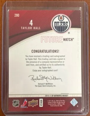10/11 Taylor Hall Future Watch Auto 23/999 back