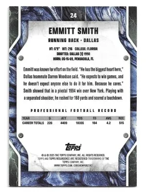 2024 Topps Resurgence Blue & Orange Spark #24 Emmitt Smith - Dallas Cowboys back