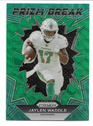 2023 Panini Prizm Prizm Break Prizms Green Wave #PB-7 Jaylen Waddle - Miami Dolphins front