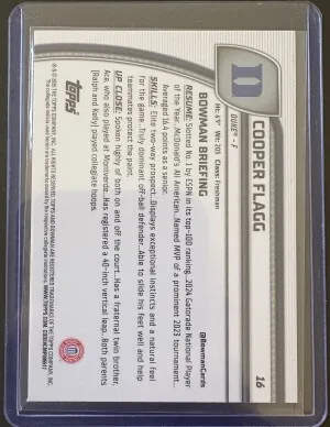2025 Bowman Chrome Cooper Flagg Purple Wave 1st Bowman back