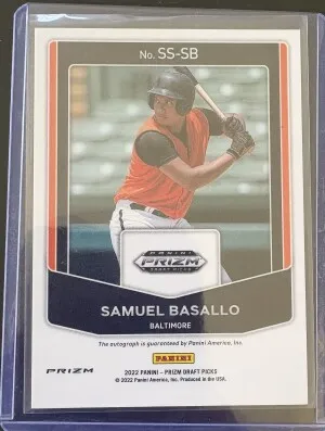 2022 Panini Prizm Samuel Basallo Silver Auto back