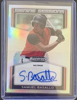 2022 Panini Prizm Samuel Basallo Silver Auto front