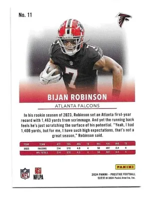 2024 Prestige #11 Bijan Robinson - Atlanta Falcons back