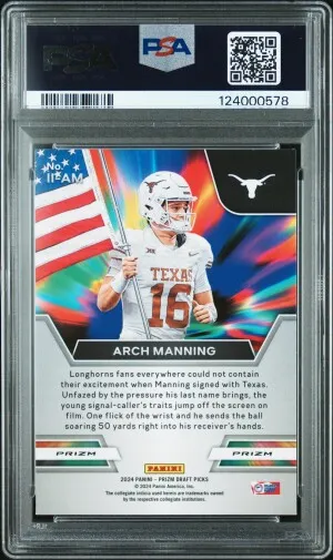 2024 Panini Prizm Draft Picks Instant Impact Arch Manning Instant Impact-Red Ice back