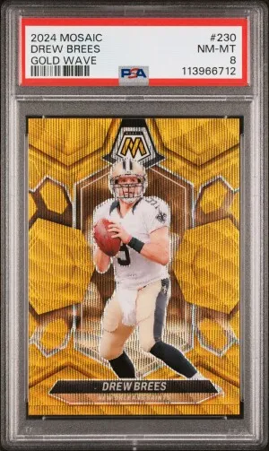 2024 Panini Mosaic Drew Brees Gold Wave/17 front