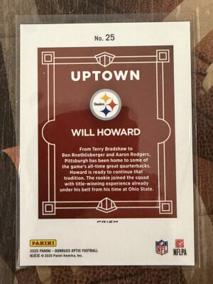 2025 Donruss Optic Will Howard Uptown RC back