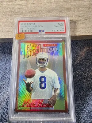 1996 Finest Marvin Harrison Refractor PSA 8 front