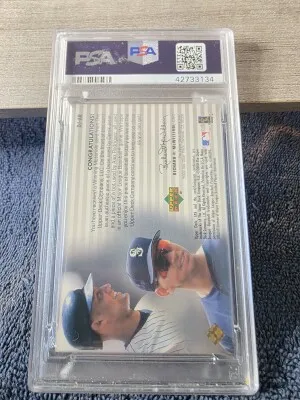 2000 SPx Winning Matetials Jeter/Rodriguez Base/Bat PSA 9 back