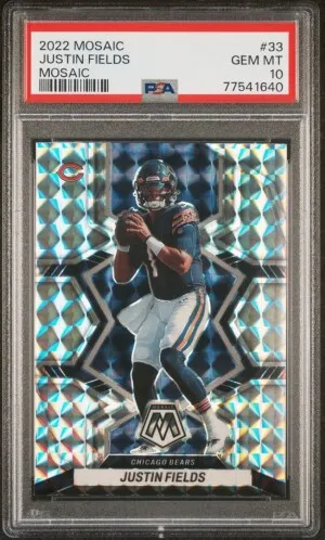 2022 Panini Mosaic Justin Fields Mosaic PSA 10 front