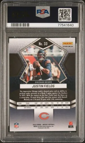2022 Panini Mosaic Justin Fields Mosaic PSA 10 back