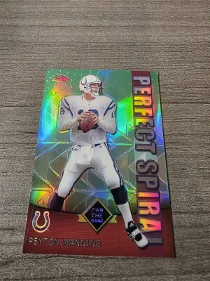 2000 Topps Chrome Peyton Manning Perfect Spiral Refractor front