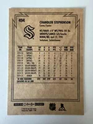 2025 O-Pee-Chee Chandler Stephenson #494 back