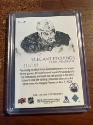 2024-25 Upper Deck The Cup SP Leon Draisaitl Elegant Etchings 037/199 back