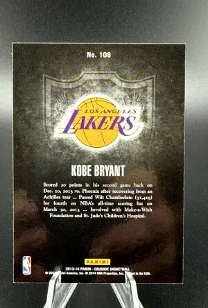 2013-14 Panini Crusade Kobe Bryant Blue 108 back