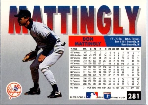 1993 Fleer #281 Don Mattingly back