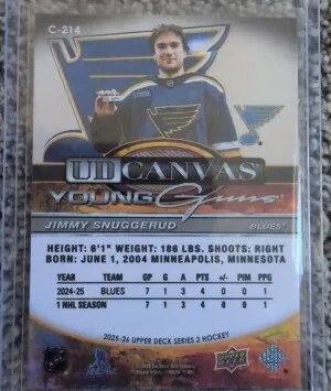 2025-26 Upper Deck Series 2 - Ud Canvas Young Guns Jimmy Snuggerud #C-214 (RC) back