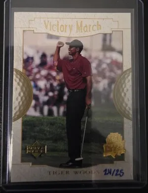 Tiger Woods Victory March /25 Buyback Upper Deck 2026 Golf front