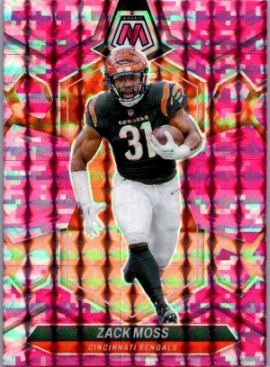 2024 Panini Mosaic #44 Zack Moss Mosaic Camo Pink