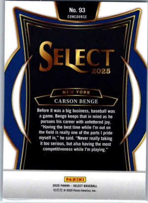 2025 Panini Select #93 Carson Benge back