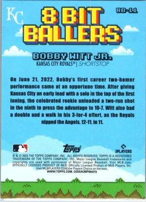 2023 Topps Big League #8B-11 Bobby Witt Jr. 8 Bit Ballers back