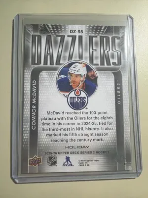 Connor McDavid 25-26 UD Series 2 Holiday Purple Dazzlers back