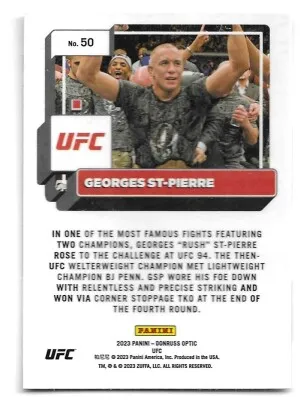 2023 Donruss Optic UFC #50 Georges St-Pierre back