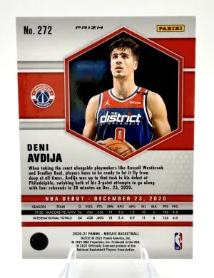 2020-21 Panini Mosaic DENI AVDIJA NBA Debut ROOKIE GOLD Wave SP back
