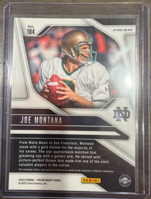 2025 Prizm Draft Picks Gold Ice-Joe Montana back