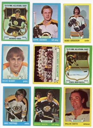 1973-74 Topps Hockey Boston Bruins lot of 9 FR-VG Orr Esposito +++ front