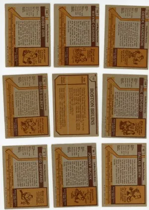 1973-74 Topps Hockey Boston Bruins lot of 9 FR-VG Orr Esposito +++ back
