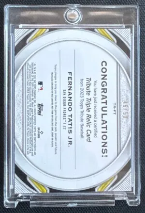 2023 Fernando Tatis Jr Triple Relic TR-FT /50 back