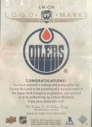 Connor Mcdavid Logo Marks Auto /15 back