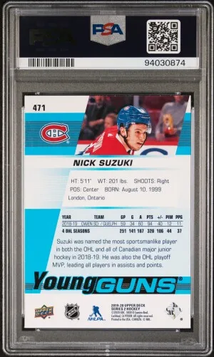 Nick Suzuki Young Guns PSA 10 back