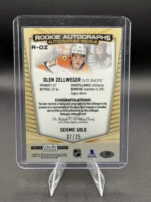 Olen Zellweger Seismic Gold /25 back