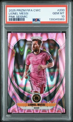 2025 Panini Prizm Fifa Club World Cup Lionel Messi Pink Seismic front