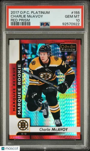 2017 O-Pee-Chee Platinum Charlie Mcavoy Red Prism 4/199 Rookie PSA 10 front