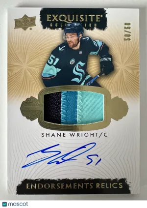 2023-24 Upper Deck The Cup Shane Wright Gold Exquisite Rookie 50/50 Memorabilia front