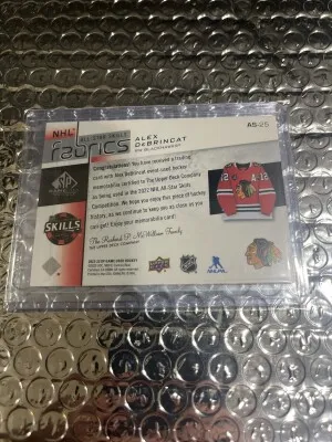 2002 Alex DeBrincat Game Used Patch back