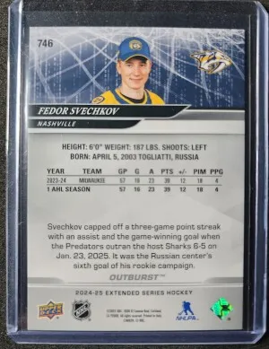 Fedor Svechkov Round 1 Draft Outburst Red Rookie /25 back