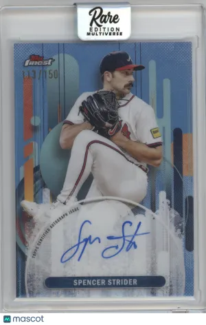 2025 Topps Finest Autographs Spencer Strider #FA-SST Sky Blue Refractor 113/150 front