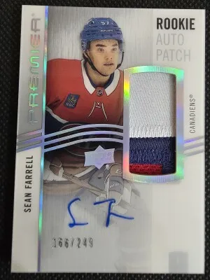2024-25 UD Premier SEAN FARRELL Patch AUTO RC 166/249 *RPA front