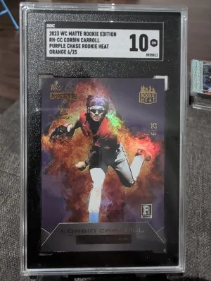 2023 WC Matte Rookie Edition RC-CC Corbin Carroll Purple Chase Rookie Heat Orange /25 front